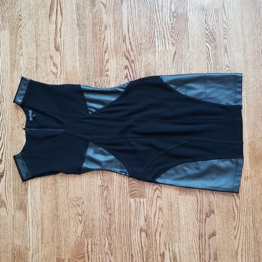 (6) Artizia Talula Bodycon Contoured Little Black Dress Faux Leather Rayon Blend